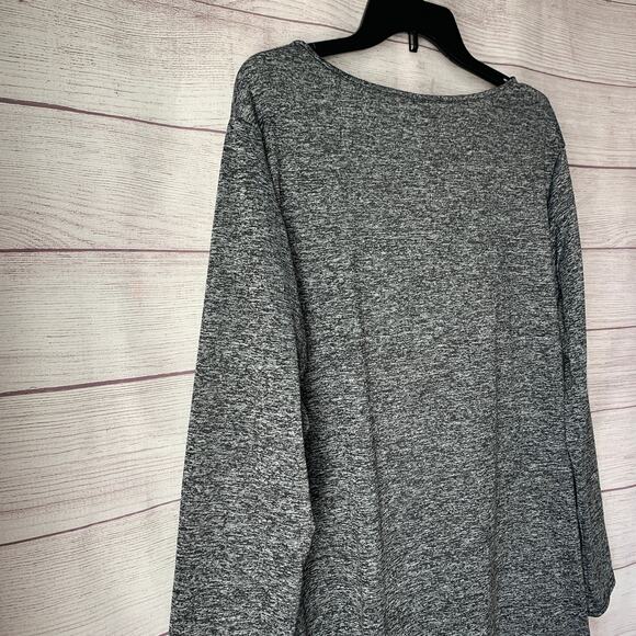 Dark Heather Gray Long Sleeve Athletic Shirt Back Slit Opening - Picture 14 of 14